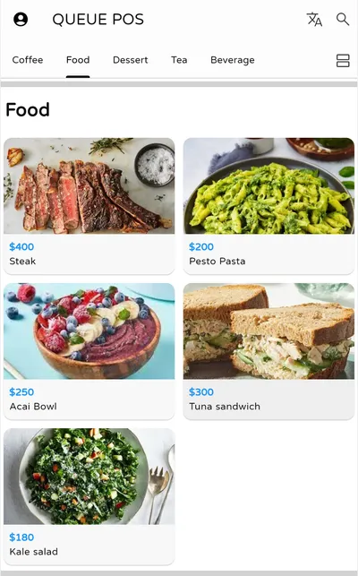 New Grid and List view options for self-ordering