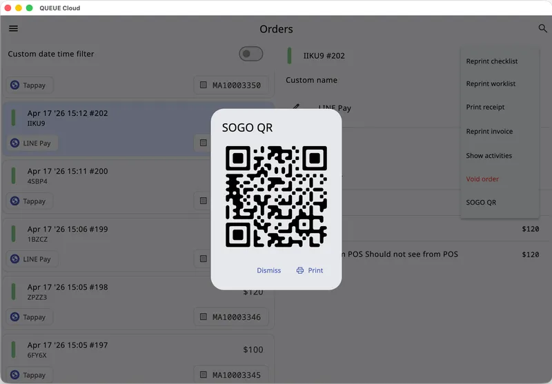 Show or print SOGO QR codes for seamless integration